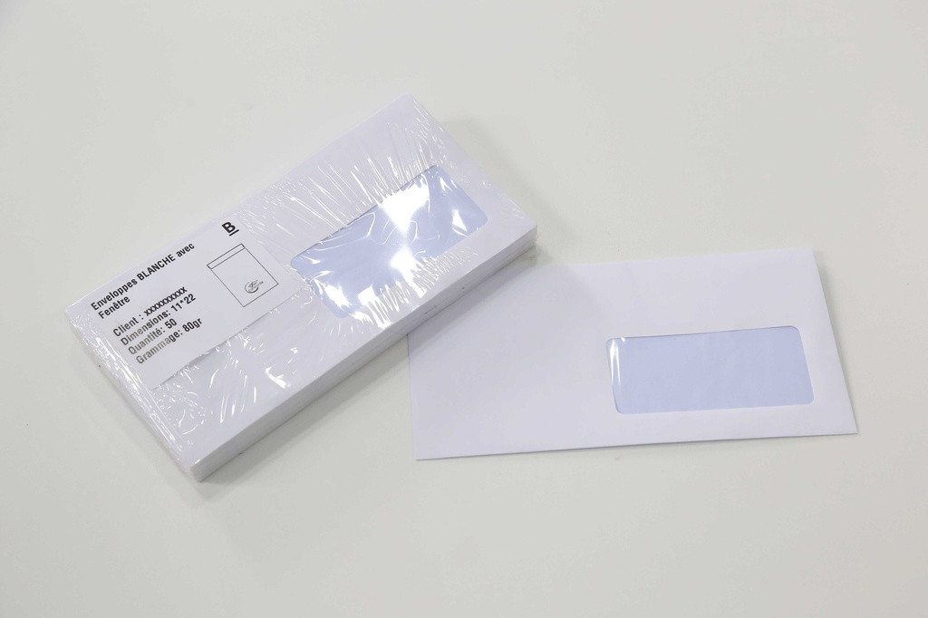 Enveloppe Blanc Vitrifié 11*22 (paquet 50)